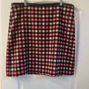 Talbots pink plaid skirt with fax leather binding on waist